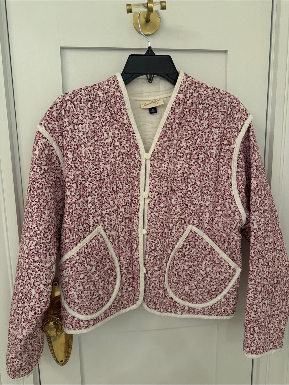 Universal Thread Quilted Floral Teddy Jacket in Rose